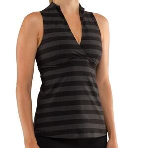 Lululemon Whisper Tank Black Micro Macro Stripe Women's Size 6 Good Condition